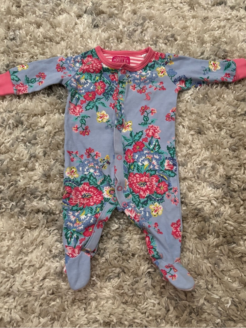 Joules Lavender Floral Footies | 0-3m